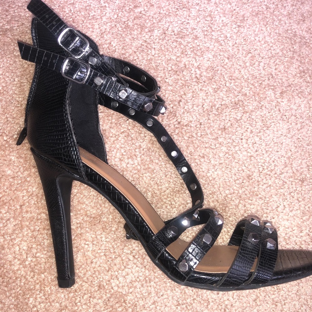 BRAND NEW Black ankle heels with silver gems